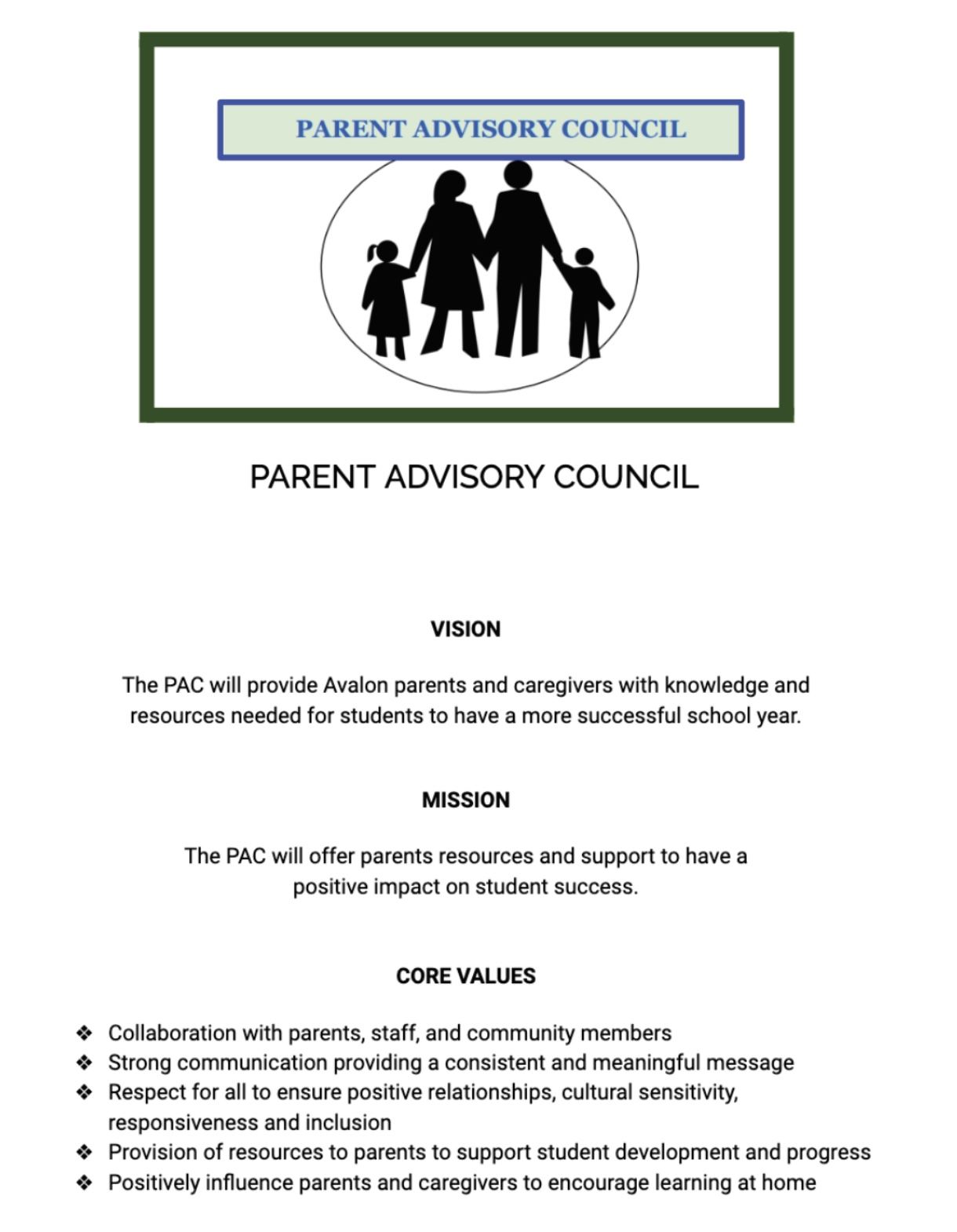PAC Vision, Mission, and Core Values